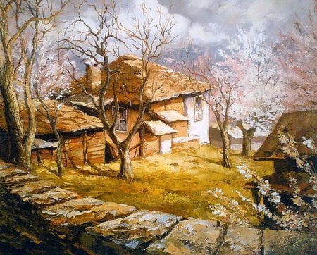 Ð‘Ð¾Ð¶Ð¸Ð´Ð°Ñ€ Ð§Ð°Ð½Ñ‚Ð°Ñ€ÑÐºÐ¸ - village, path, painting, art