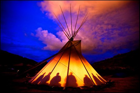 Ceremony - people, sky, wigwam, other