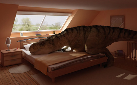 Cosy home.... - room, 3d, funny, dinosaur