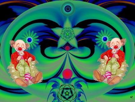 The Clowns day Off - eye candy, collage, 3d, fractal, abstract