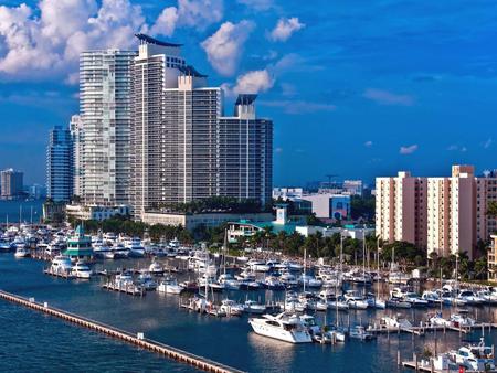 Miami-Beach-Marina - sky, beach, landscape, panorama, ships, buildings, nature, clouds, marina, miami