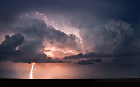 Ground Strike - nature, ruralbeautiful, clouds, lightning, storm