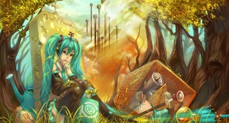 vocaloid - blue hair, paraise, anime, seet, miku hatsune