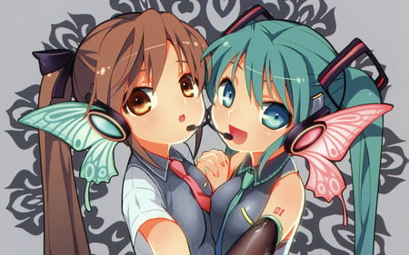 vocaloid - brown eyes, miku hatsune, blue eyes, blue hair