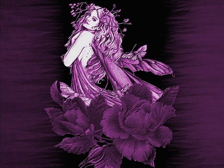 PURPLE ROSE - flowers, rose, female, purple