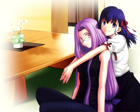 :] - servant, lovely, fate stay night, matou, home, sakura, smile, cute, master, rider