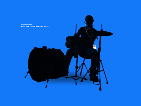 drummer - abstract, music, blue, drummer, 3d