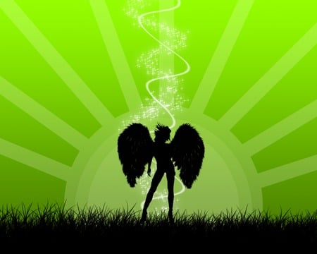 Vector Angel !!! - abstract, background, angel, green, 3d-art