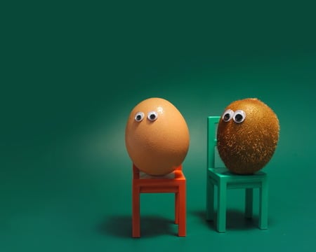 egg and kiwi - abstract, kiwi, 3d, egg, funny