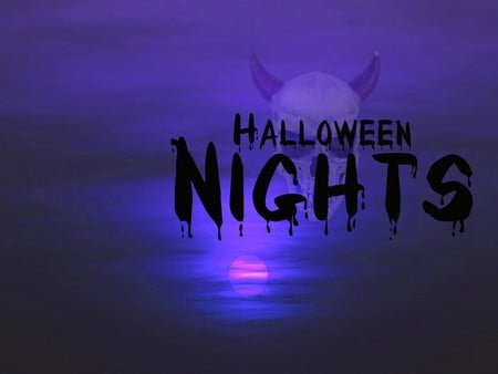 Halloween night - halloween, night, sky, skull, scary