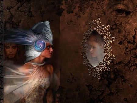 The Mirror - woman, abstract, fantasy, mirror