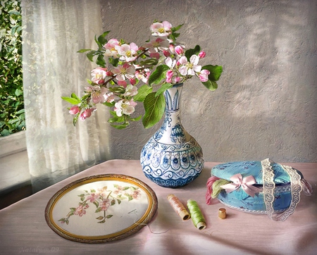 Still Life - pretty, vase, window, spring, colors, lovely, still life, flowers, colorful, nature