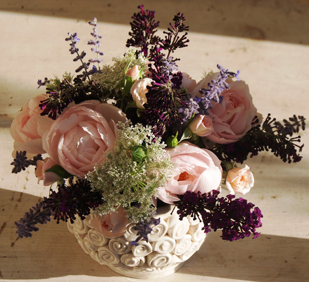 flower bowl - variable, still life, bowl, garden flowers