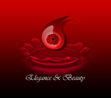 Elegance and Beauty In One Drop - beauty, glow, red, water, drops, flower