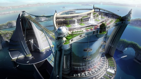 Future City - city, future, water, fantasy