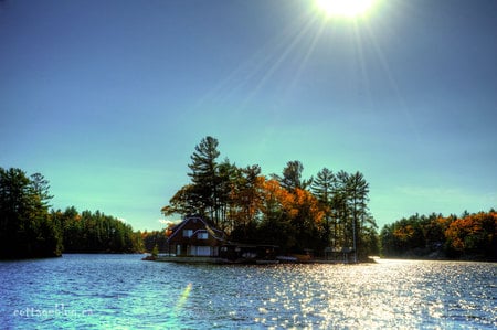 Tobin Island, Muskoka Canada - water, summer, blue, sparkling, island, lake, sun, cottage