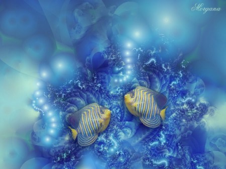 Tra I Coralli - tra i coralli, blue, painting, crystals, fishes