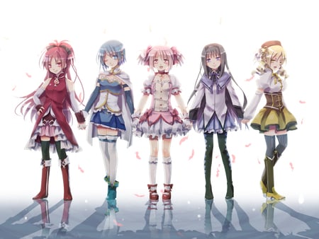 mahou shoujo madoka magica - sakura kyouko, mahou shoujo madoka magica, akemi homura, tomoe mami, kaname madoka, miki sayaka