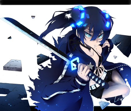 Anime - star, katana, blue, anime, brs, black