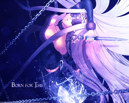 Born for This - sexy, servant, chain, girl, hair, fate stay night, purple, cool, anime, weapon, cute, rider, dress, blind