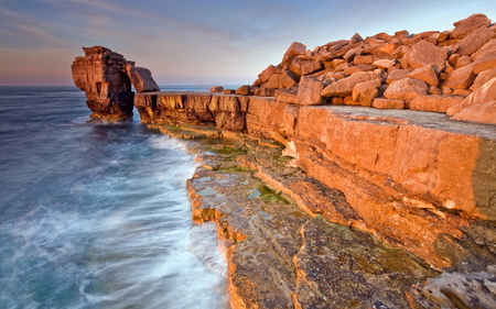 Red cliffs - oceans, nature, blue, red, beaches, cliffs