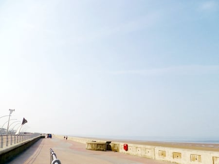 Blackpool Seafront - sky, promenade, beach, sun, seafront, blackpool, walk, sand, sea