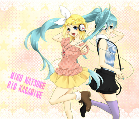 vocaloid - hatsune miku, yelow, kagamine rin, vocaloid