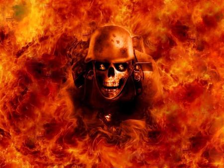 Skull from Hell - skull, flame, soldier, hell