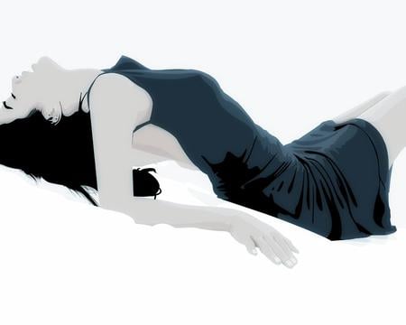 sexy vector girl - pretty, female, dress, vector, dark, cg, black, drawing, white, woman, brunette, sexy