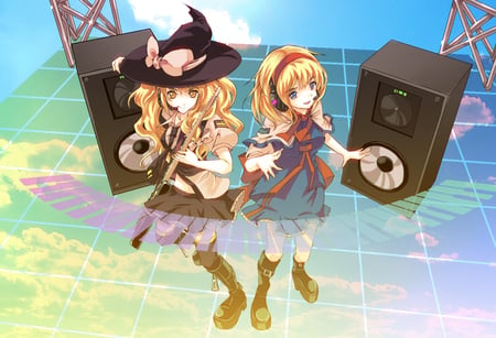 Mari X Ali - girl, video game, music, alice margatroid, touhou, game, headphones, anime, kirisame marisa