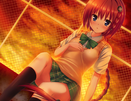 To love ru - kurosaki mea, school, orange hair, blue eyes, short hair