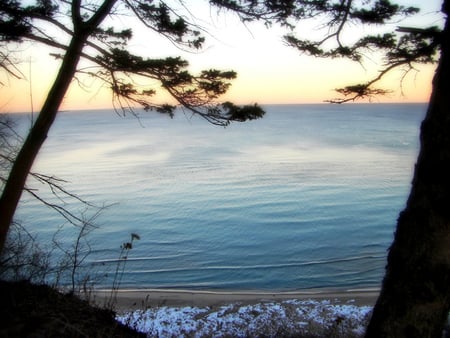 Blue - nature, lake, trees, beautiful, blue, water