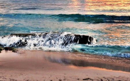 Waves - nature, beaches, rocks, waves