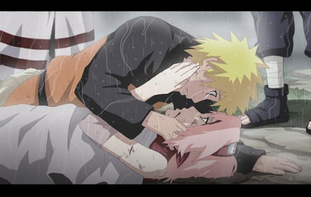 shippuden - sleep, sakura, yelow hair, naruto huzumaki, pink hair, blue eyes