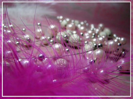 Opulence - dainty, pretty, glamour, pearls, beautiful, beads, feather, pink, jewelry