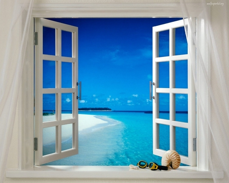 Wonderful View - sky, ocean, view, abstract, window, blue, beautiful, wonderfu, sea