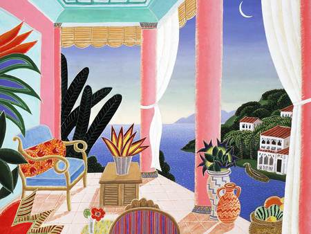 Thomas McKnight - thomas mcknight, painting, art, cahair, porch, sea