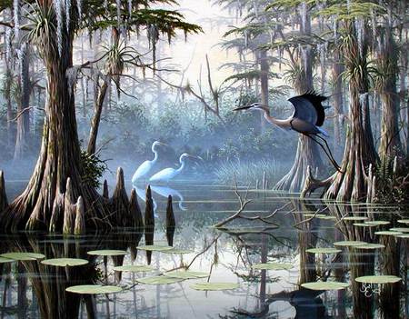 Ben W. Essenburg, Florida. Revisitation - bird, painting, lake, ben w essenburg, art, tree