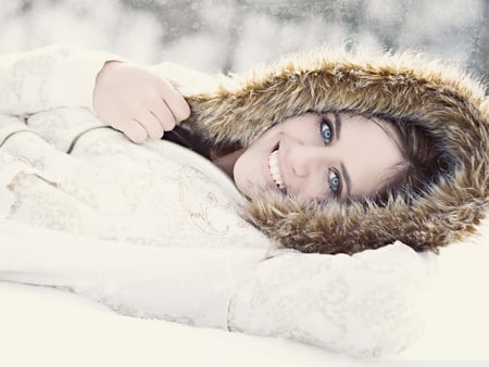 winter joy - white, winter, girl, joy