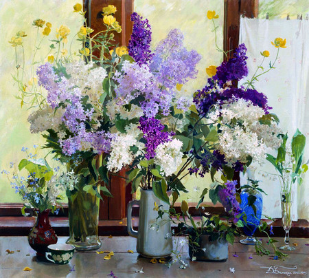 Ð”.Ð‘ÐµÐ»ÑŽÐºÐ¸Ð½ * Todavia la vida * D. Belokin - flower, vase, d belokin, still life, painting, art