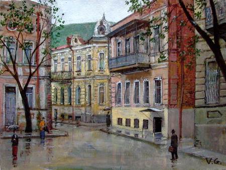 Street - street, painting, building, art