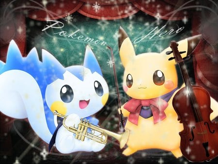 Pokemon Hero - pachirisu, trumpet, pokemon, violin, pikachu