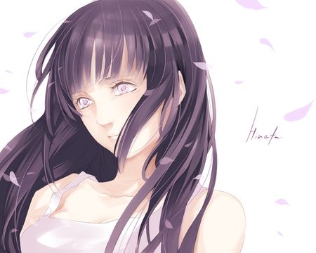 hinata hyuga - purple, blush, flower, purple hair, purple eyes