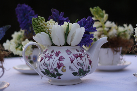 still life - vintage, flowers, spring, still life, teapot