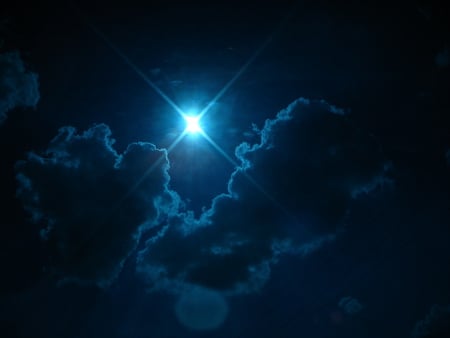 IN THE BLUE MOON - skies, moon, shining, blue