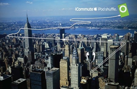 Icommute,Ipod shuffle - music, tehnology, ipod, landscape, city, apple, player, buildings