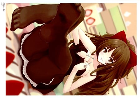 K-on - long hair, akiyama mio, black eyes, brown hair, dress