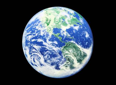 Earth - small, round, blue, planet