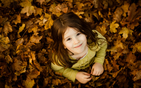 Simply Smile - simply, smile, autumn, girl, leaf, brunette, rust