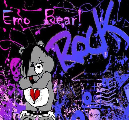 EMO CAREBEAR - cool, grey, carebear, rock, emo